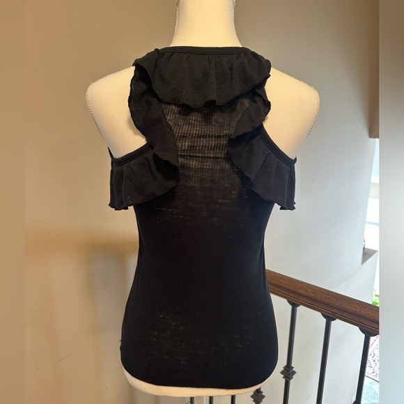 Chaser Black Ribbed Ruffle Back Tank Top Women’s Size XS - Picture 5 of 6